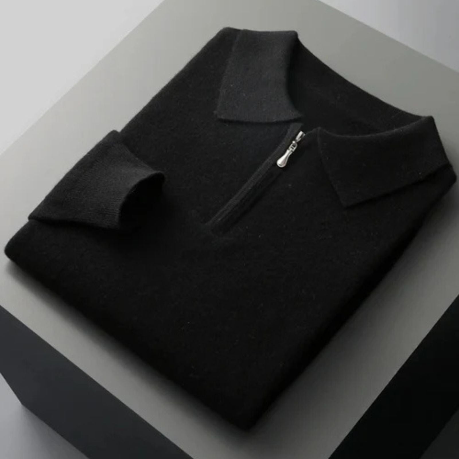 The Vienna Merino Wool Quarter Zip Polo